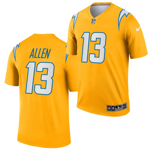Men's Los Angeles Chargers #13 Keenan Allen Gold Inverted Legend Stitched Football Jersey